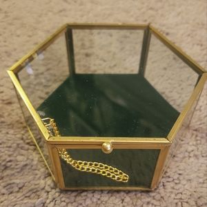 Gold Hexagon Glass Lid Jewelry/Trinket holder